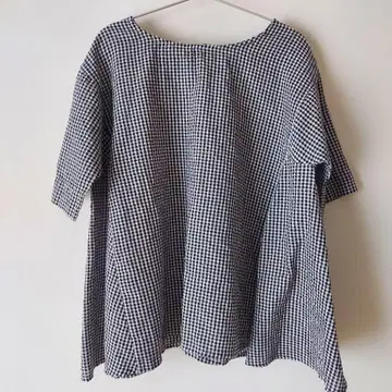 kutan market 깅엄 체크 오부 소매 셔츠