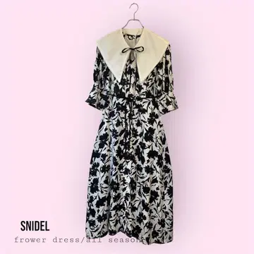 SNIDEL 플라워 드레스 탈부착 카라 M