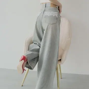 Chico 포켓 레이스 와이드 데님