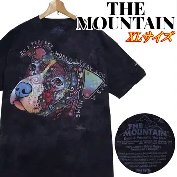 THE MOUNTAIN 애니멀 무늬 모자이크 도그 타이다이 T셔츠 XL