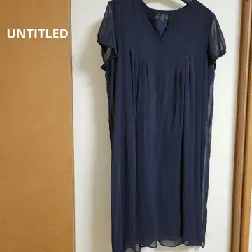 3L UNTITLED 네이비 무릎 기장 반팔 원피스 빅 사이즈 일본제