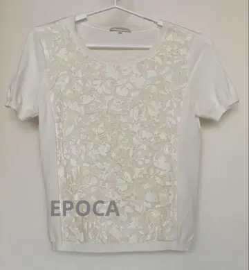 EPoca 화이트 레이스 패널 반팔 상의 40