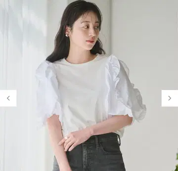 해시 뉘앙스 콤비네이션 프릴 티셔츠