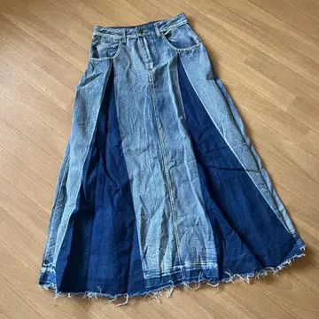 데님 플레어 롱 스커트