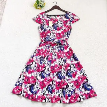 [새상품] LAURA ASHLEY 꽃무늬 린넨 롱 원피스 벨트 핑크