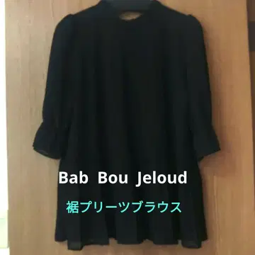 블랙 5부 소매 플리츠 셔츠