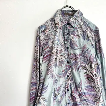 ETRO 에트로 페이즐리 긴팔 셔츠 차분한 스카이블루 42 사이즈 긴팔