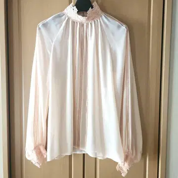 ANAYI 쉬폰 조젯 블라우스 레이스 칼라 사이즈 38