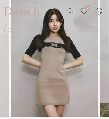 [미사용 새상품] Darich DD 로고 바이컬러 니트 미니 원피스