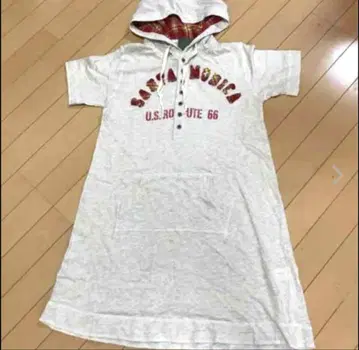 새상품 아메카지 컨트리 후드 부착 반팔 튜닉 원피스 후드티 M