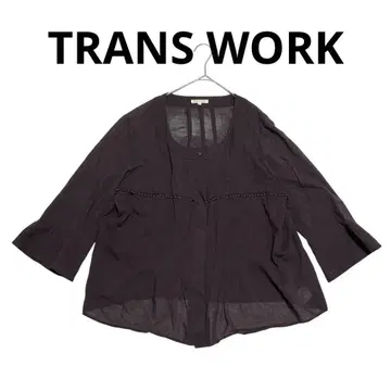TRANS WORK 688 린넨 혼방 블라우스 46 사이즈 넉넉한 스타일