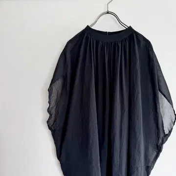 ACUTA 아쿠타 밴드 카라 개더 시어 블라우스 블랙 루즈핏 프리
