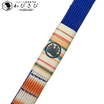 일본 정통의상 소품 허리띠 순수 실크 납작 끈 매듭끈 파란색 C-5967
