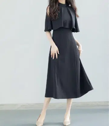 블랙 반팔 롱 원피스 M 사이즈