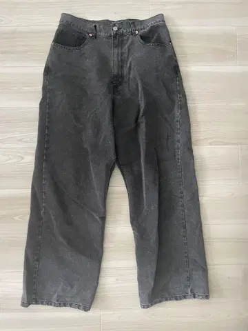 MONO-MART 다크 그레이 와이드 레그 데님 L 사이즈