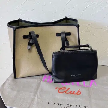 GIANNI CHIARINI 베이지 토트백 파우치 토트백 부착