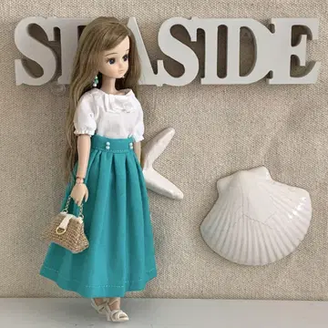 리카짱 의류 4종 세트 핸드메이드 22cm 인형 에메랄드 그린 스커트
