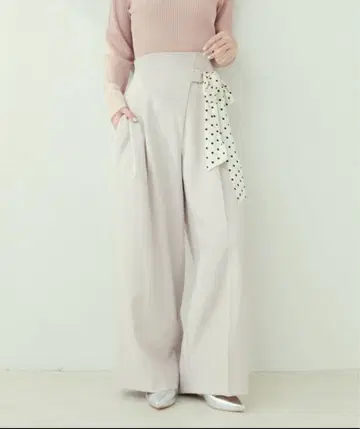 natural couture 허리 리본 턱 팬츠