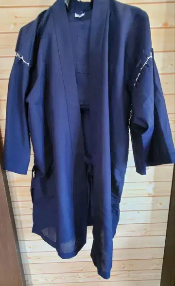 네이비 작업복 마 혼방 M 사이드 포켓