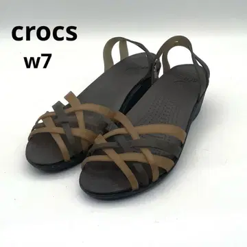 crocs 와라체 브라운 크로스 스트랩 샌들 w7