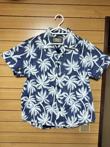 Aloha Made 하와이안 셔츠 네이비/화이트 프리 사이즈