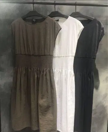 띠어리 허리 개더 원피스 린넨 스트레치