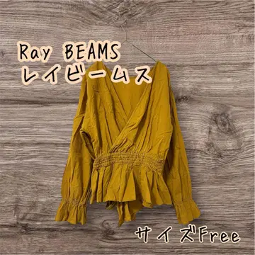 Ray BEAMS 레이 빔스 허리 리본 퍼프 슬리브 블라우스