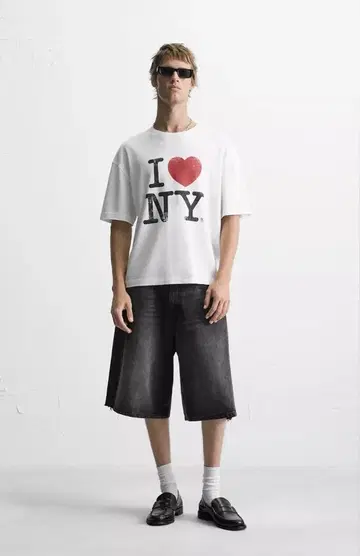 [미사용 새상품] ZARA 자라 배기 핏 데님 버뮤다 팬츠 배기