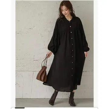 폭신한 미인 벽돌색 개더 원피스 F