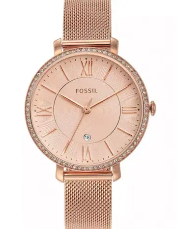 [미사용] FOSSIL 핑크 골드 스톤 라인 베젤 워치