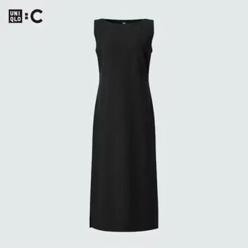 UNIQLO 유니클로 크레이프 저지 원피스 슬리브리스 블랙 M