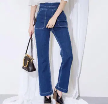 코코딜 레이스업 하이 웨스트 플레어 데님