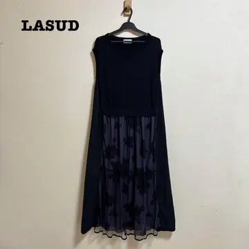 새상품급 라슈드 LASUD 얇은 명주 레이어드 패턴 원피스