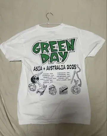Green Day 투어 티셔츠 2025년 아시아 호주 S 사이즈