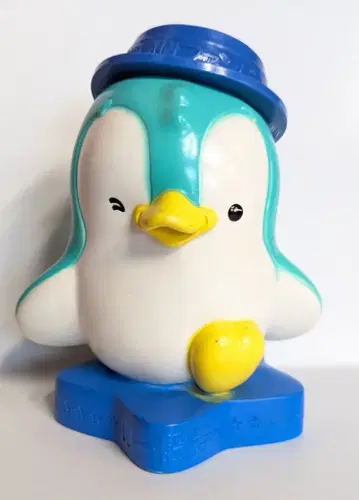 야마이치 증권/산리오 저금통 펭귄 파랑 카운터 사이즈 190mm