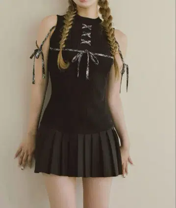 다리치 Darich 도킹 레이스업 미니 원피스 블랙 F-L