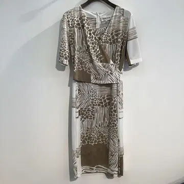 HANAE MORI 카슈쿨 원피스 베이지 애니멀 무늬 사이즈 38