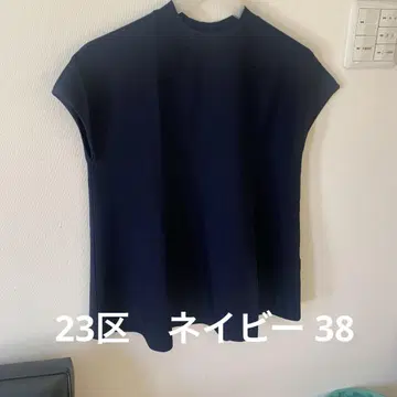 23구 38 네이비 프렌치 슬리브 니트 하이넥