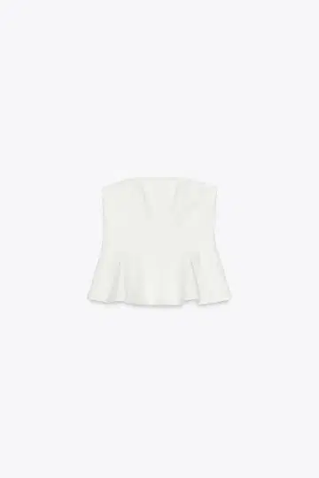 [ZARA] 스트랩리스 페플럼 뷔스티에 화이트 XS