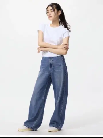 미착용 상품 유니클로 배기 커브 청바지 데님 30