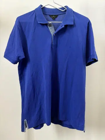 PS Paul Smith 피케 셔츠 블루 스트라이프 절개 남성용 L