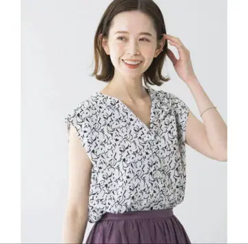 URBAN RESEARCH ROSSO 라인 아트 턱 슬리브 블라우스