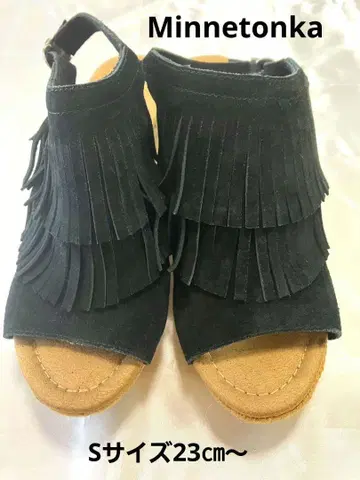 Minnetonka 프린지 샌들 블랙 23cm