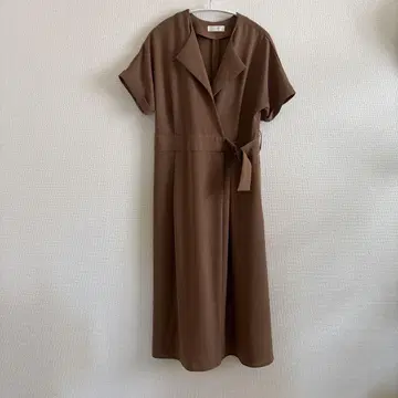 anySiS 브라운 셔츠 원피스 반팔 벨트