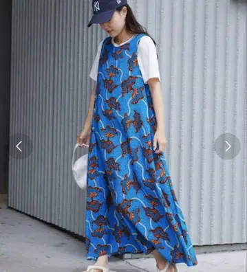 아프리카 바틱 패턴 백 V 원피스