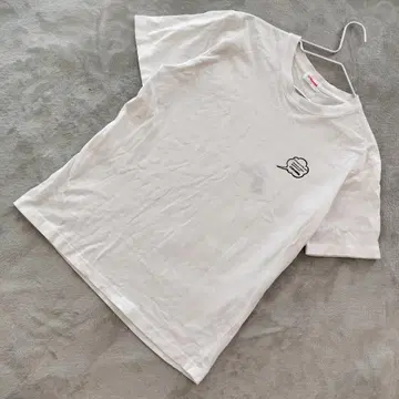 CONVERSE 신발 아트 티셔츠 반팔 자수 로고 화이트 M