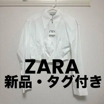 ZARA 자라 크롭 길이 셔츠 긴팔 L 사이즈 화이트 흰색