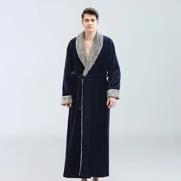 네이비 브라운 목욕 가운 가운