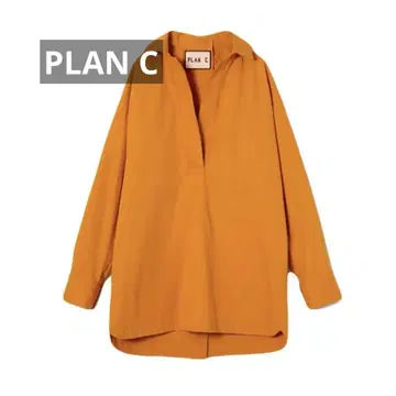 PLAN C 오렌지 긴팔 풀오버 셔츠