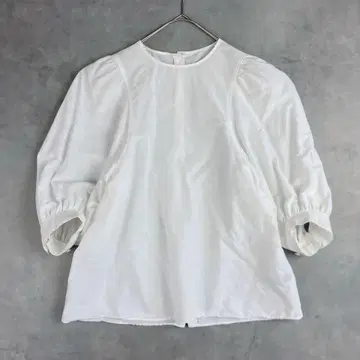 MACPHEE 맥피 코튼 린넨 볼륨 슬리브 풀오버 블라우스
